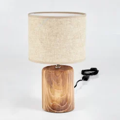 Lampe De Table Korhola Brun, Chrome, Couleur Bois, 1 Lumiere