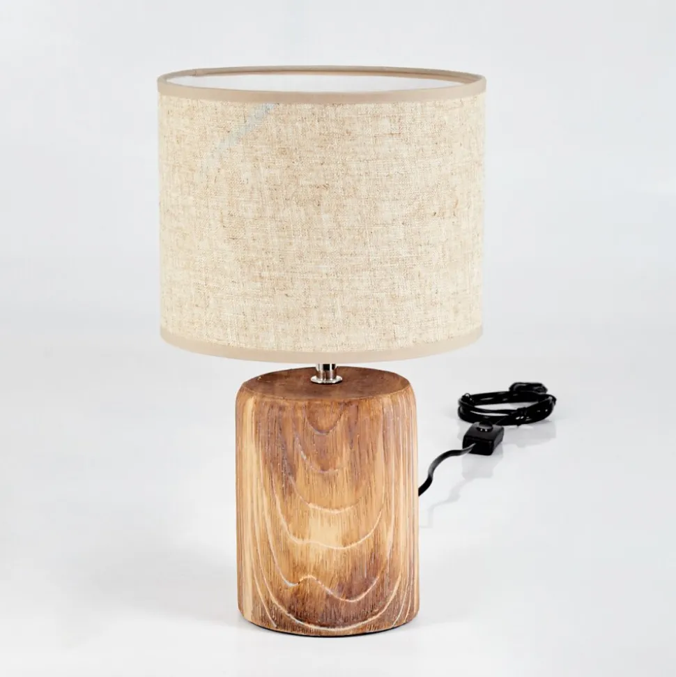 Lampe De Table Korhola Brun, Chrome, Couleur Bois, 1 Lumiere