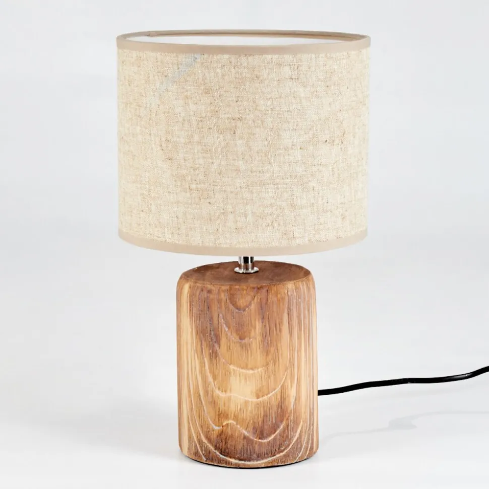 Lampe De Table Korhola Brun, Chrome, Couleur Bois, 1 Lumiere