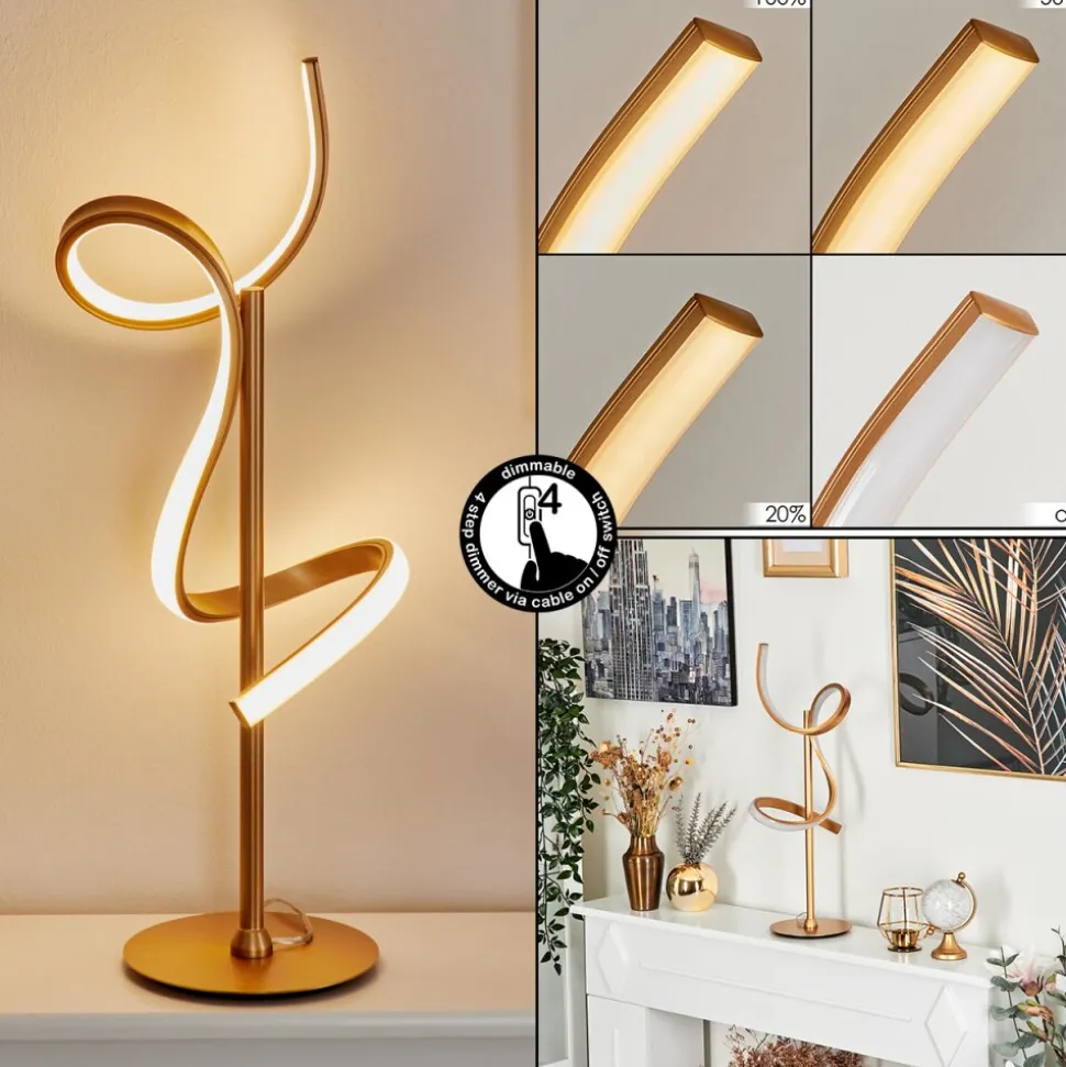 Lampe De Table Lavaca Led Laiton, 1 Lumiere