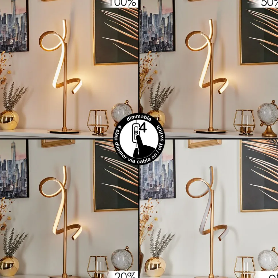 Lampe De Table Lavaca Led Laiton, 1 Lumiere
