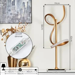 Lampe De Table Lavaca Led Laiton, 1 Lumiere