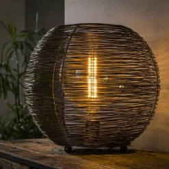 Lampe De Table Leeville Nickel Mat, Noir, 1 Lumiere