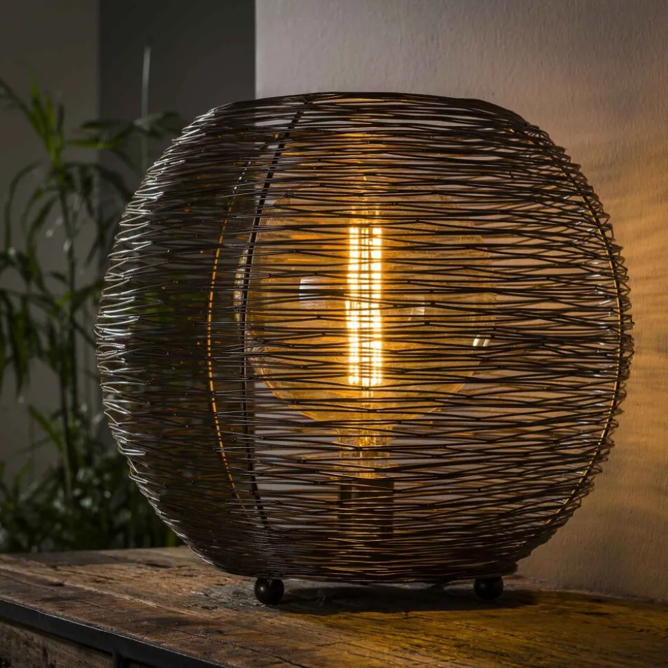 Lampe De Table Leeville Nickel Mat, Noir, 1 Lumiere