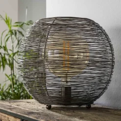 Lampe De Table Leeville Nickel Mat, Noir, 1 Lumiere