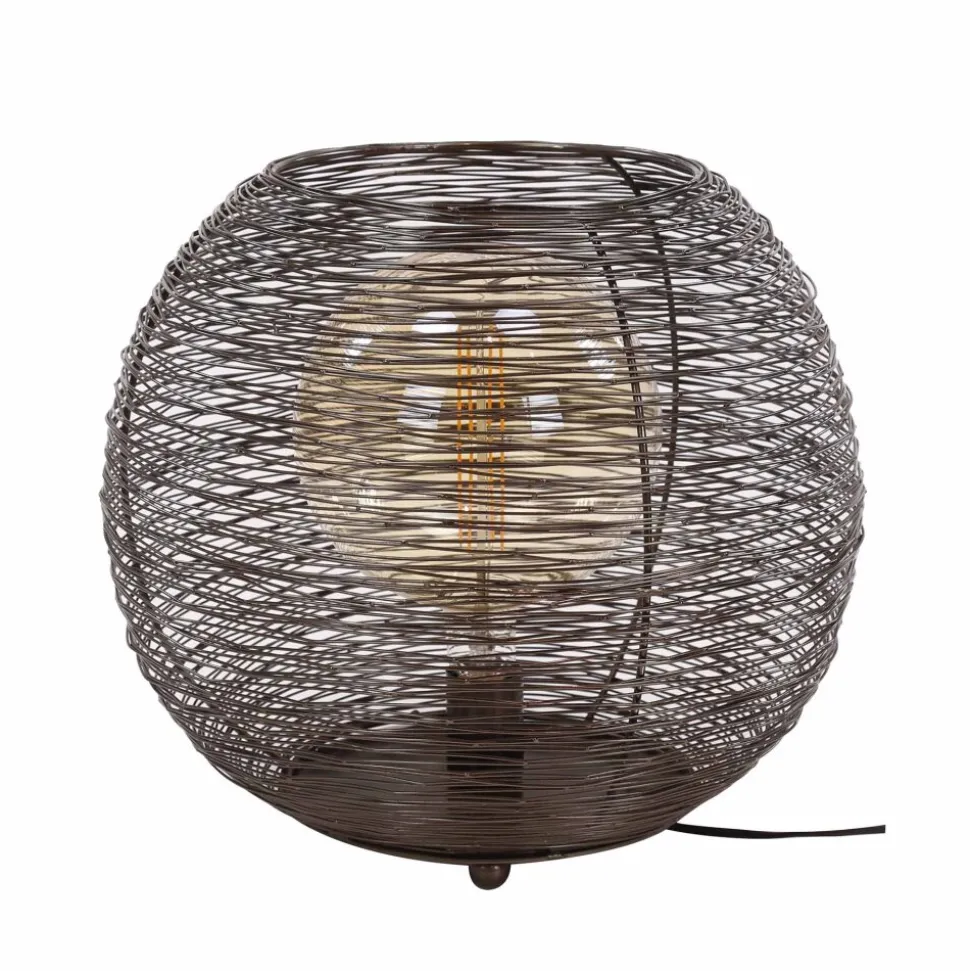 Lampe De Table Leeville Nickel Mat, Noir, 1 Lumiere