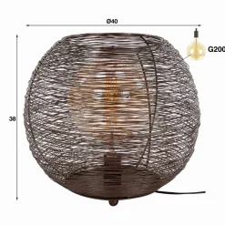 Lampe De Table Leeville Nickel Mat, Noir, 1 Lumiere