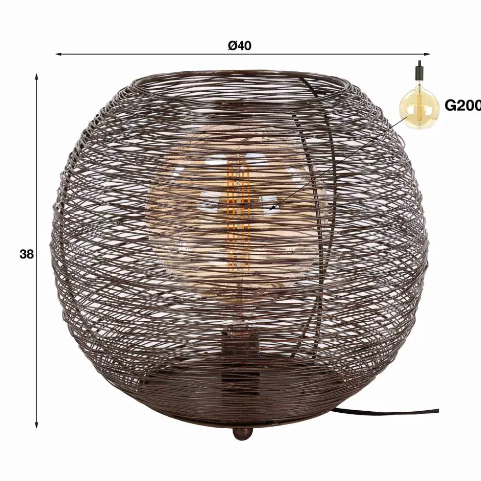 Lampe De Table Leeville Nickel Mat, Noir, 1 Lumiere