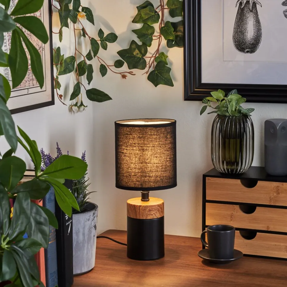 Lampe De Table Lorrain Couleur Bois, 1 Lumiere