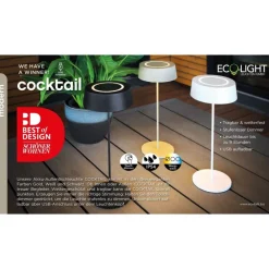 Lampe De Table Lutec Cocktail Led Noir, 1 Lumiere