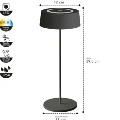 Lampe De Table Lutec Cocktail Led Noir, 1 Lumiere
