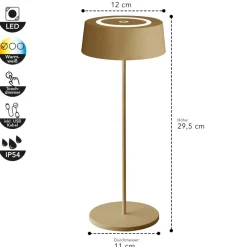 Lampe De Table Lutec Cocktail Led Or, 1 Lumiere