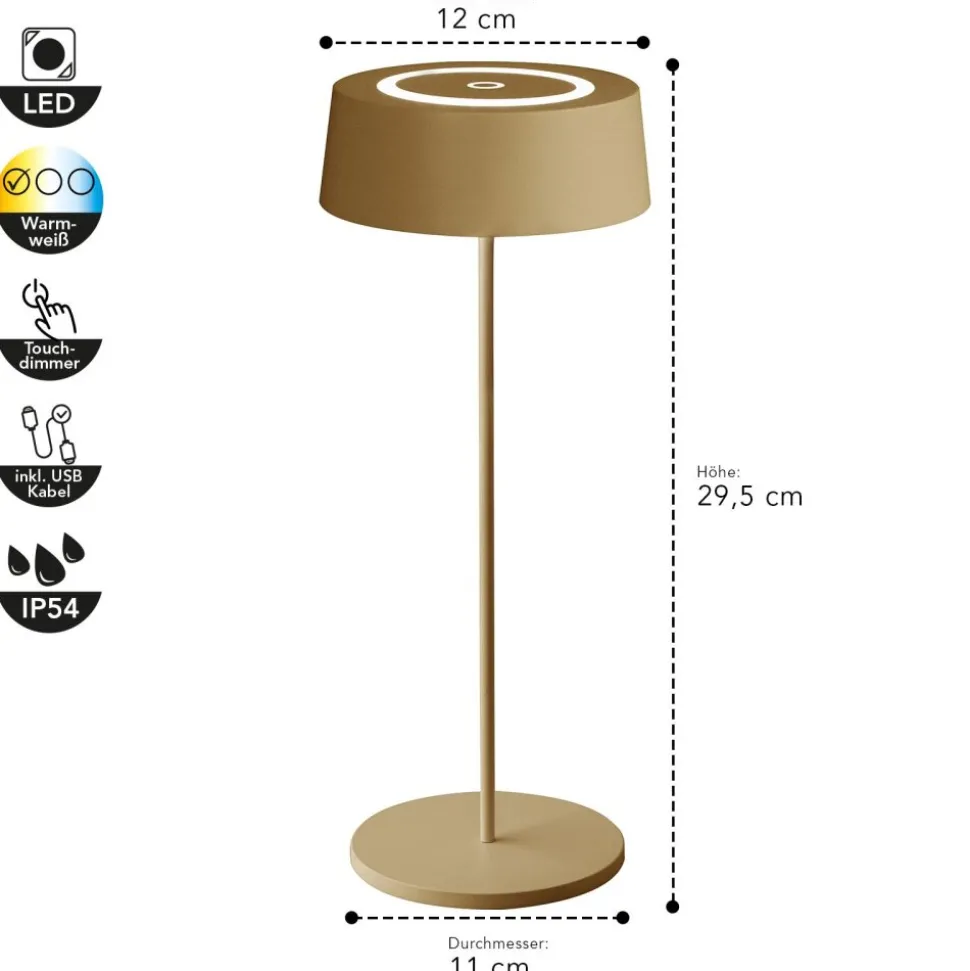 Lampe De Table Lutec Cocktail Led Or, 1 Lumiere