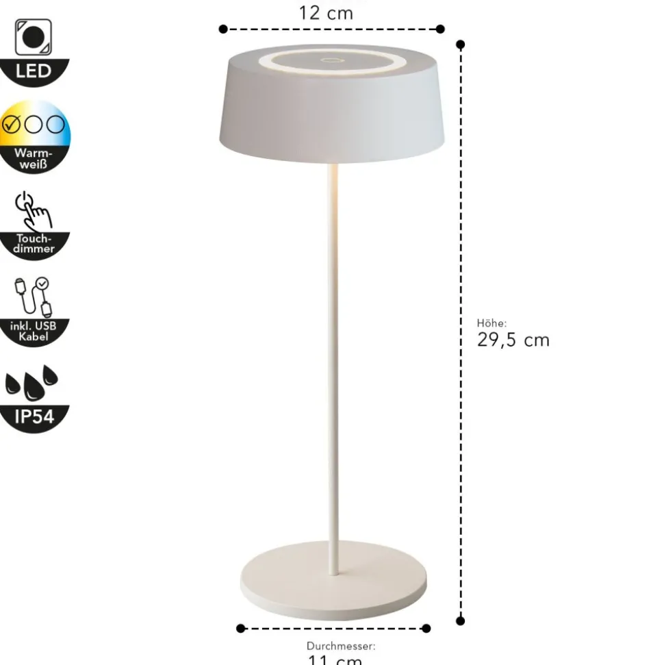 Lampe De Table Lutec Cocktail Led Blanc, 1 Lumiere
