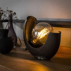 Lampe De Table Magredis Nickel Mat, Noir, 1 Lumiere