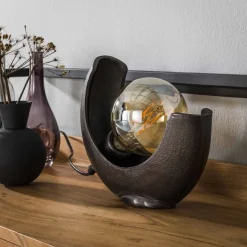 Lampe De Table Magredis Nickel Mat, Noir, 1 Lumiere