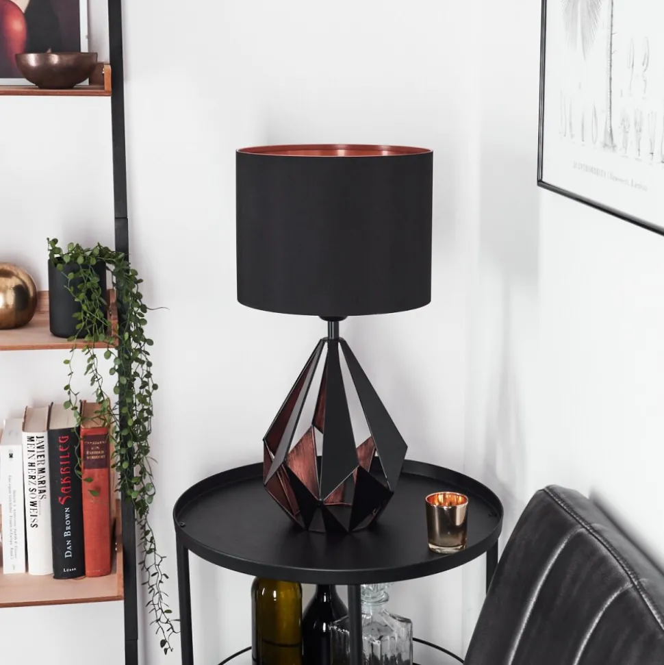 Lampe De Table Marang Cuivre, Noir, 1 Lumiere