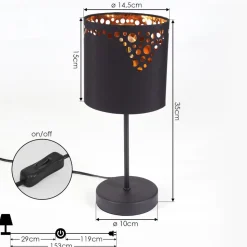 Lampe De Table Marbach Noir, 1 Lumiere
