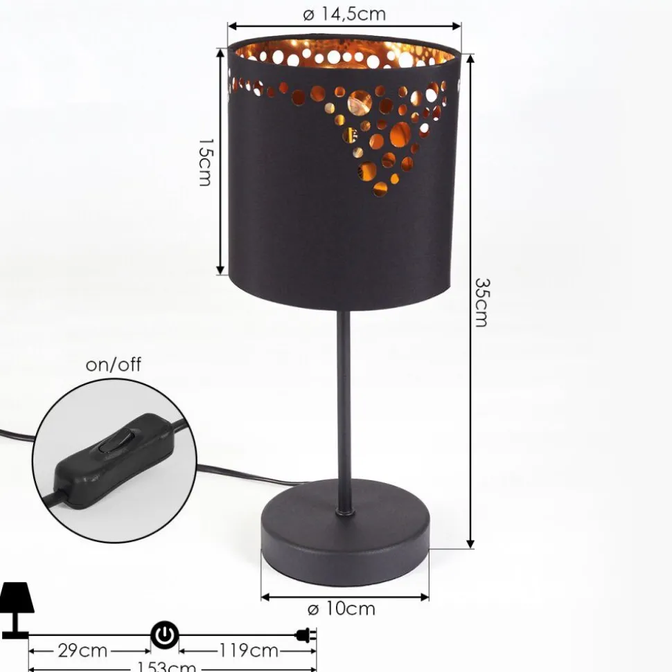 Lampe De Table Marbach Noir, 1 Lumiere