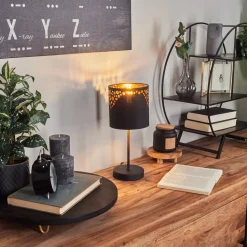 Lampe De Table Marbach Noir, 1 Lumiere