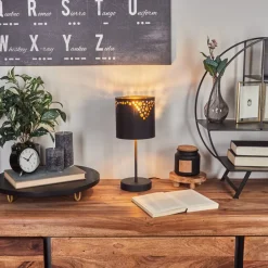 Lampe De Table Marbach Noir, 1 Lumiere