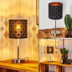 Lampe De Table Meldal Nickel Mat, Noir, 1 Lumiere