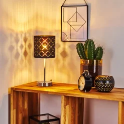 Lampe De Table Meldal Nickel Mat, Noir, 1 Lumiere