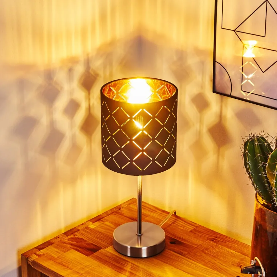 Lampe De Table Meldal Nickel Mat, Noir, 1 Lumiere