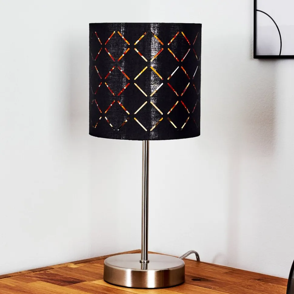 Lampe De Table Meldal Nickel Mat, Noir, 1 Lumiere