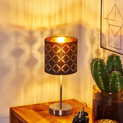 Lampe De Table Meldal Nickel Mat, Noir, 1 Lumiere