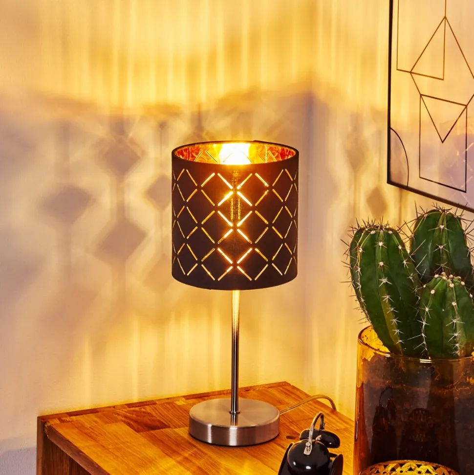 Lampe De Table Meldal Nickel Mat, Noir, 1 Lumiere