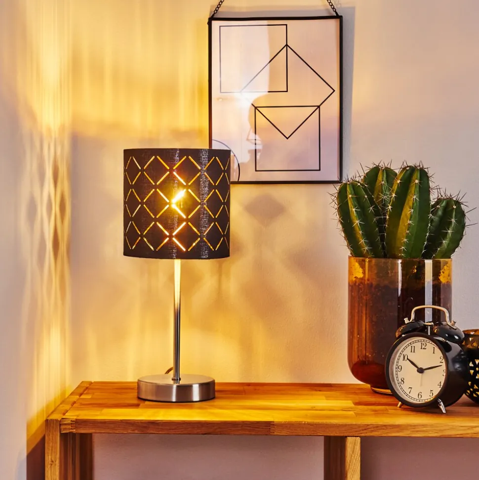 Lampe De Table Meldal Nickel Mat, Noir, 1 Lumiere