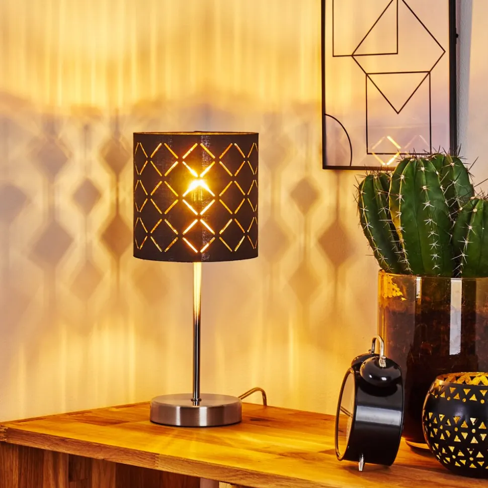Lampe De Table Meldal Nickel Mat, Noir, 1 Lumiere