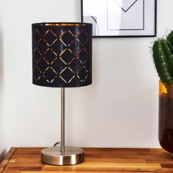 Lampe De Table Meldal Nickel Mat, Noir, 1 Lumiere