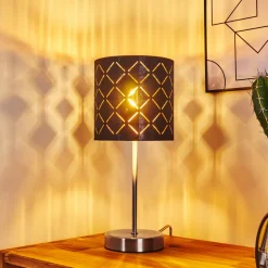 Lampe De Table Meldal Nickel Mat, Noir, 1 Lumiere