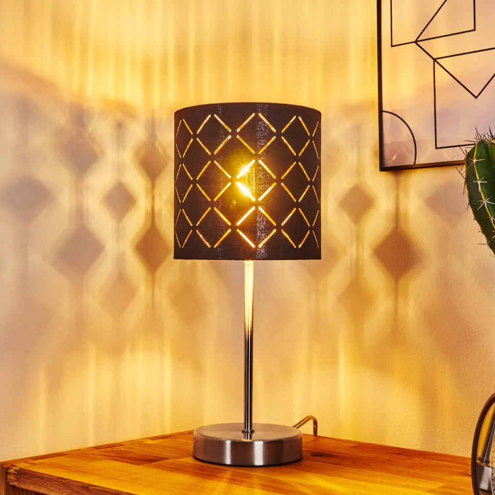 Lampe De Table Meldal Nickel Mat, Noir, 1 Lumiere