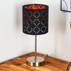 Lampe De Table Meldal Nickel Mat, Noir, 1 Lumiere