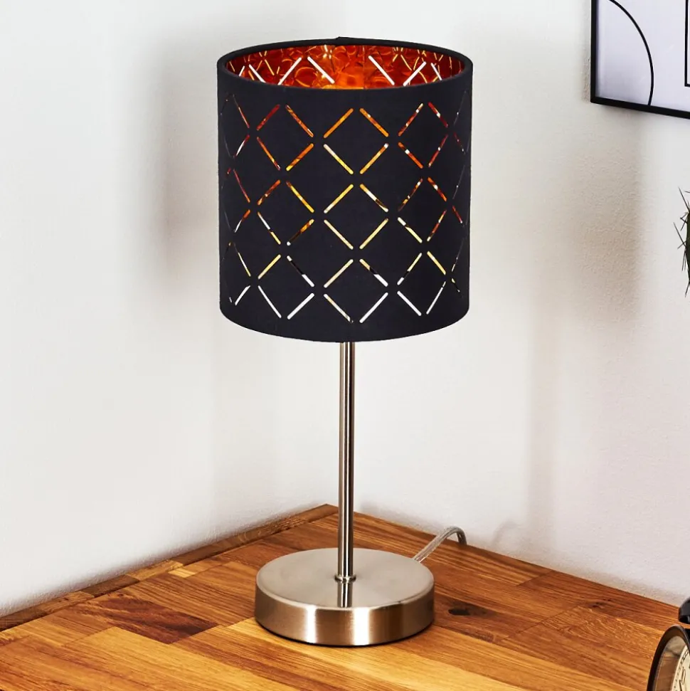Lampe De Table Meldal Nickel Mat, Noir, 1 Lumiere