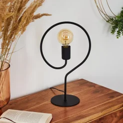 Lampe De Table Mialo Noir, 1 Lumiere