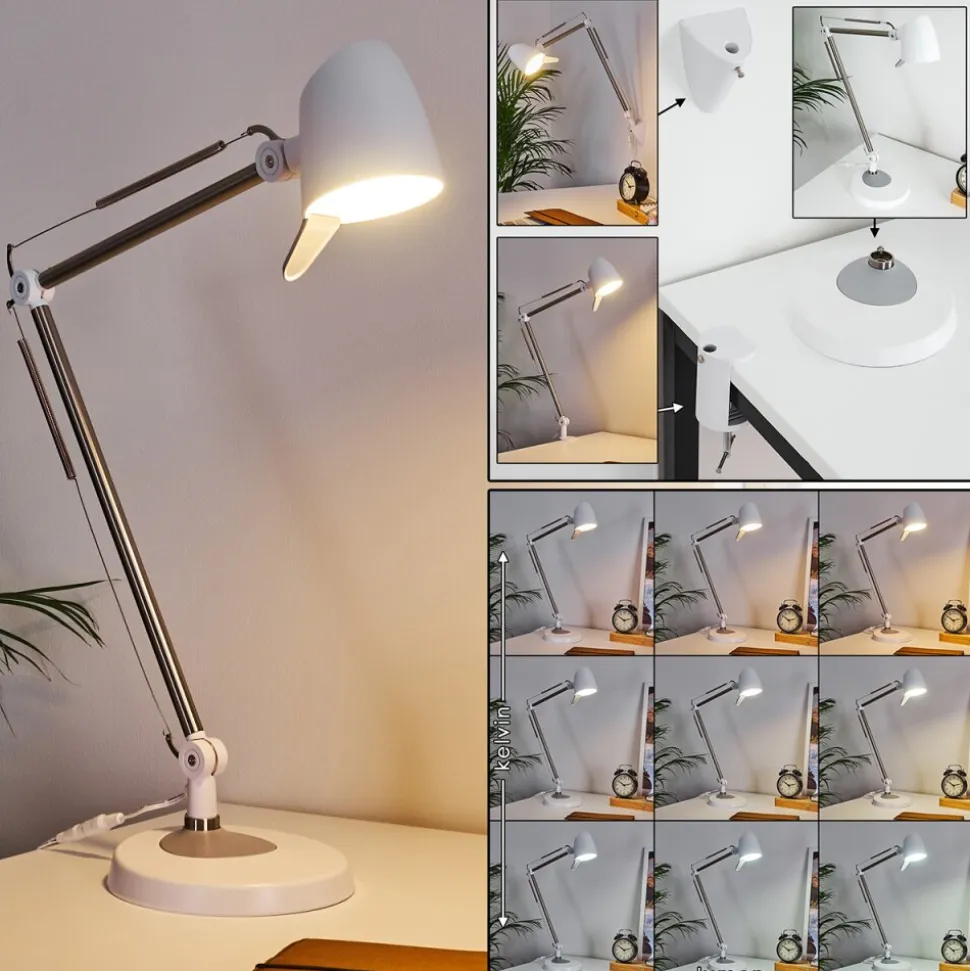 Lampe De Table Mildura Led Blanc, 1 Lumiere