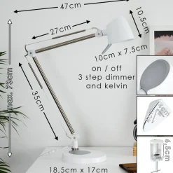 Lampe De Table Mildura Led Blanc, 1 Lumiere