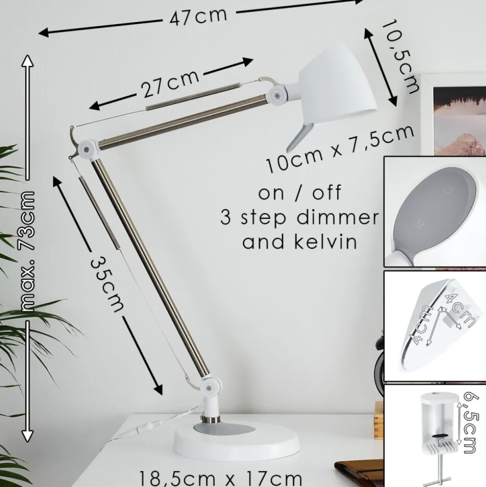 Lampe De Table Mildura Led Blanc, 1 Lumiere