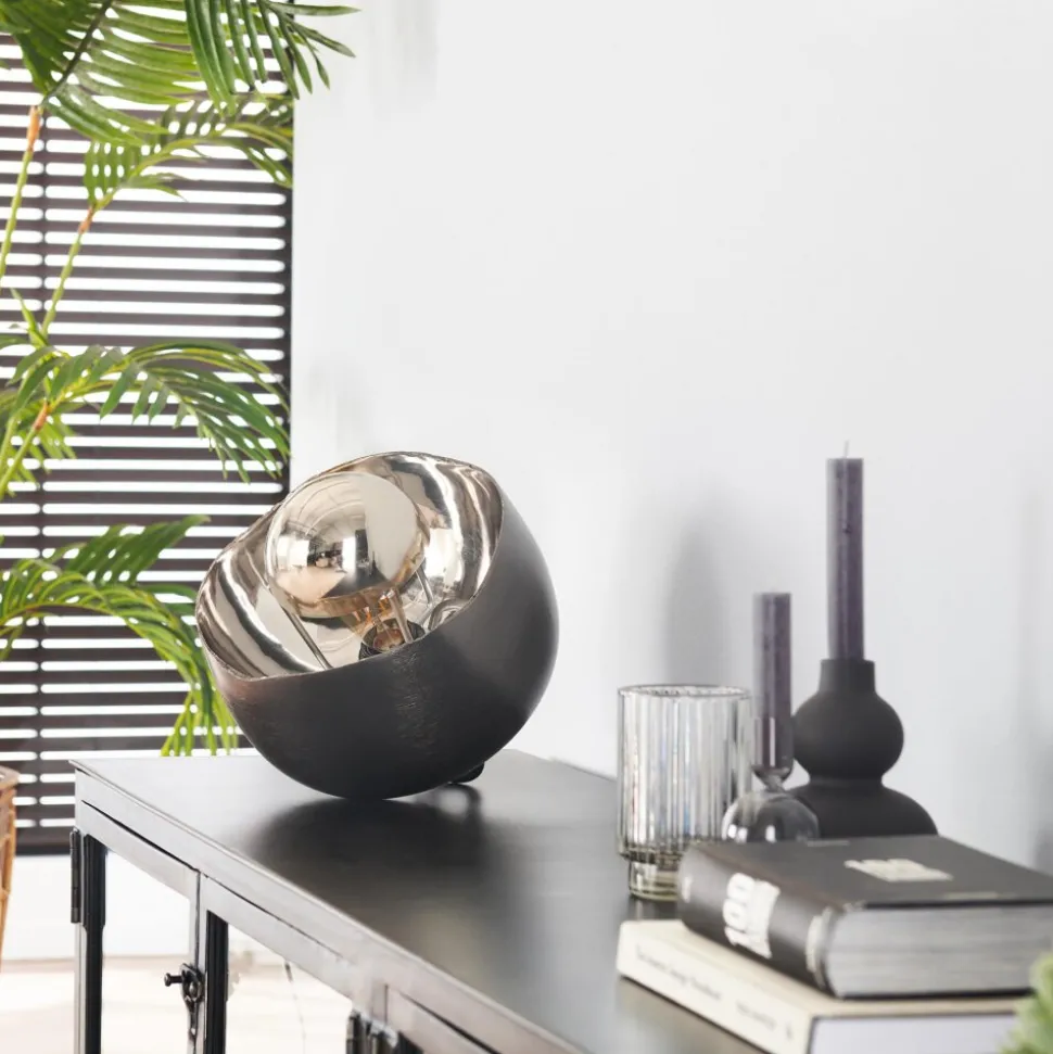 Lampe De Table Mirror Nickel Mat, Noir, 1 Lumiere