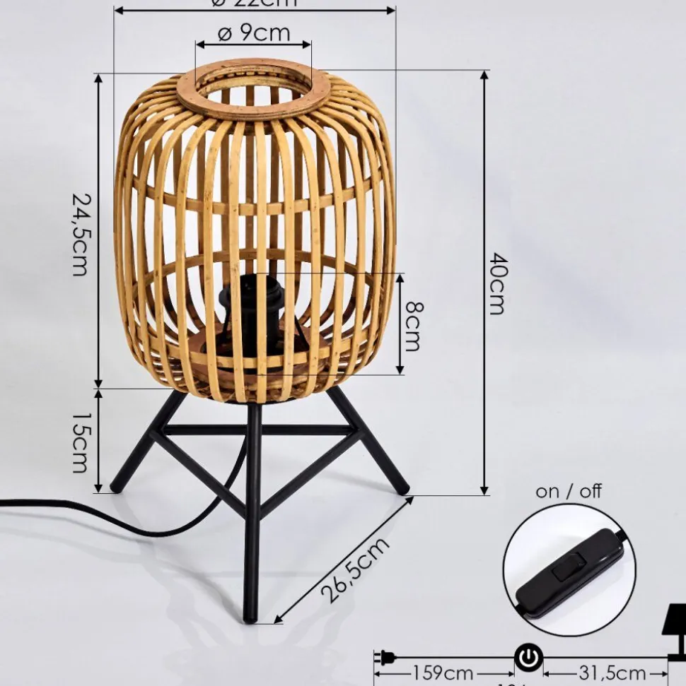 Lampe De Table Mongolei Noir, 1 Lumiere