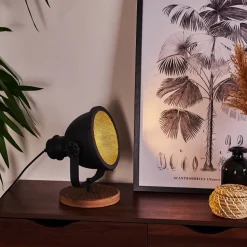 Lampe De Table Ogho Bois Fonce, Noir, 1 Lumiere
