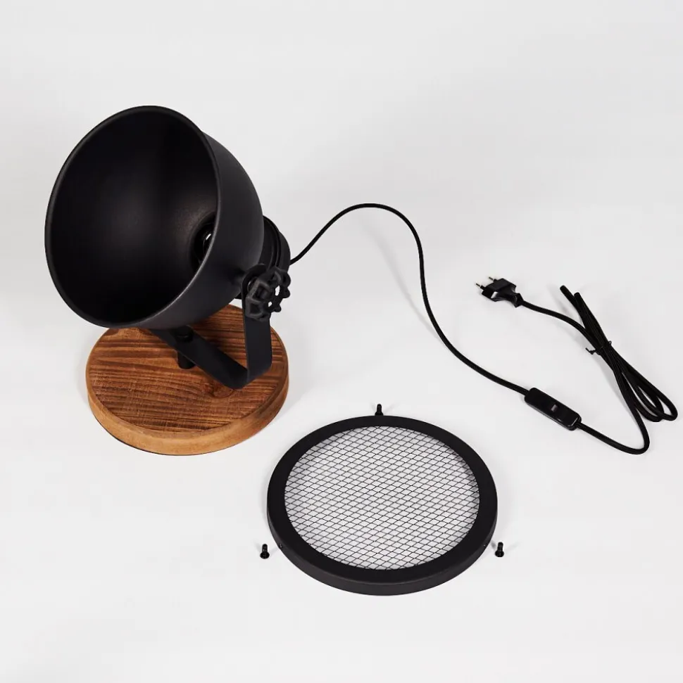 Lampe De Table Ogho Bois Fonce, Noir, 1 Lumiere