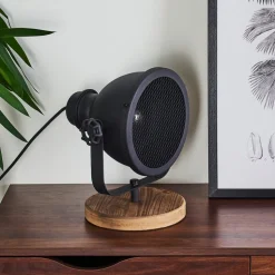 Lampe De Table Ogho Bois Fonce, Noir, 1 Lumiere