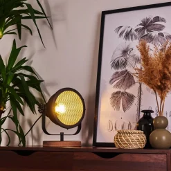 Lampe De Table Ogho Bois Fonce, Noir, 1 Lumiere