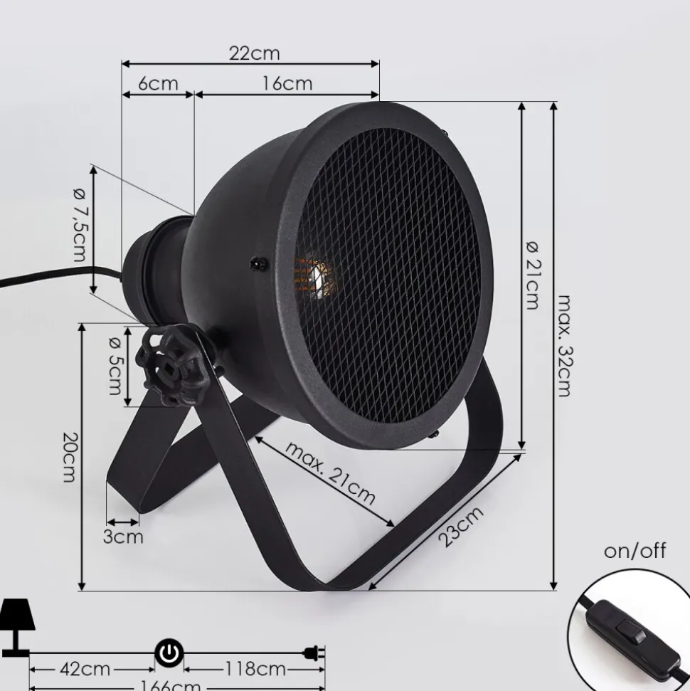 Lampe De Table Oghu Noir, 1 Lumiere