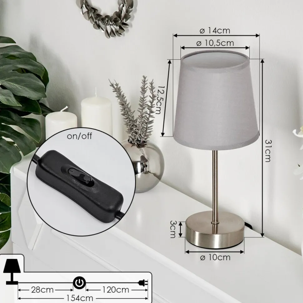 Lampe De Table Paao Nickel Mat, 1 Lumiere
